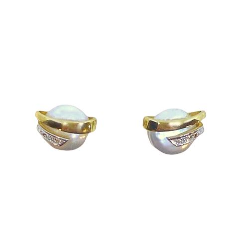 Gulleyrnalokkar 14k, perla og demantar