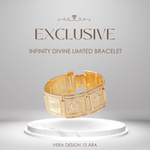 VERA DESIGN Infinity Divine Limited Gyllt armband með kampavínslitum steinum