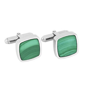 SON silfur ermahnappar með Malachite ●267 002