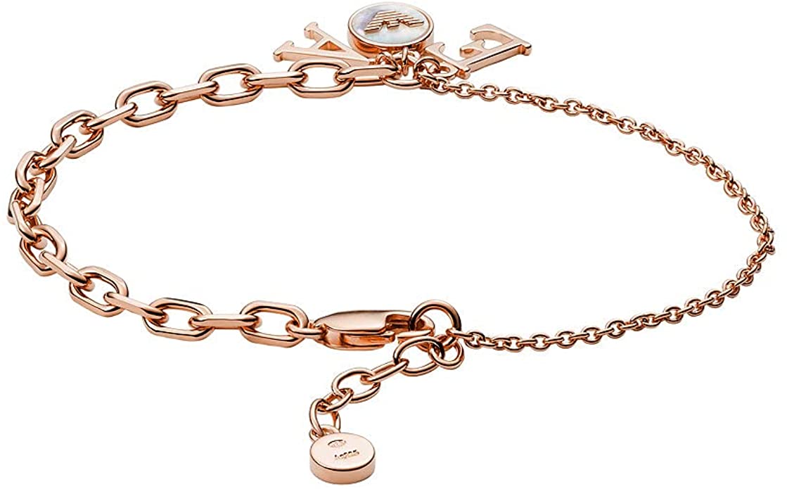 ARMANI rósagyllt silfurarmband með skelplötu