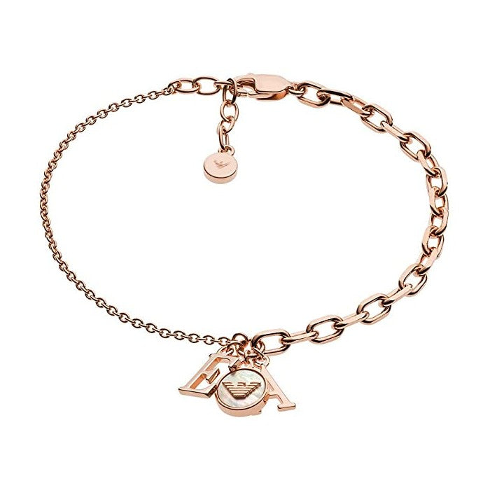 ARMANI rósagyllt silfurarmband með skelplötu