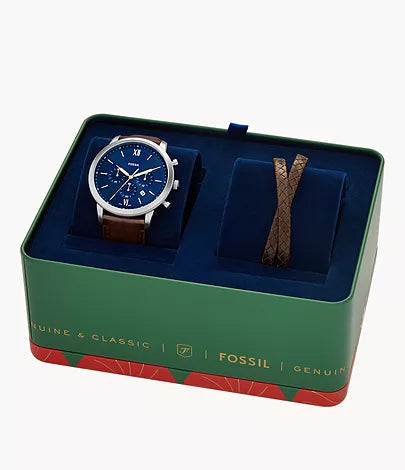FOSSIL Neutra Sett, úr og leðurarmband