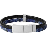 FOSSIL herraarmband með leðri og Sodalite JF04083