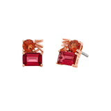 MICHAEL KORS Mixed Stone Stud rósagylltir eyrnalokkar MKC1665