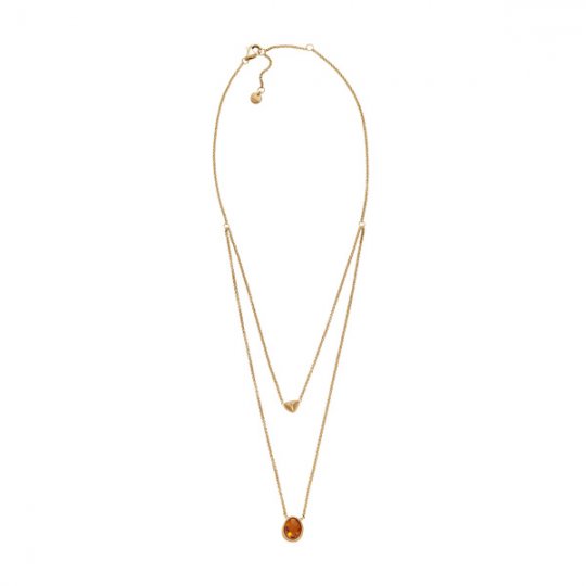 SKAGEN Sea Glass Honey tvöfalt gyllt hálsmen