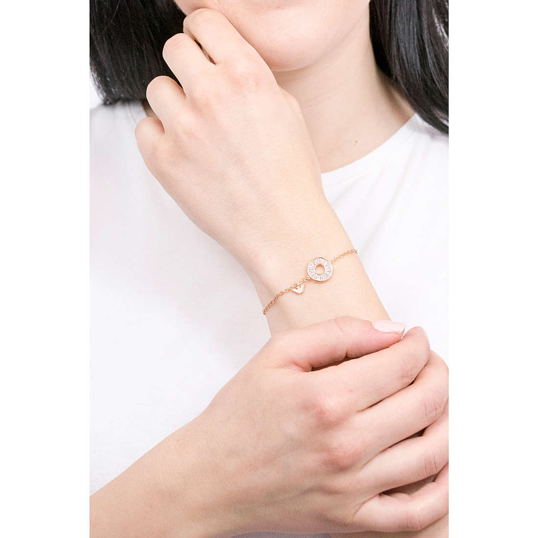 ARMANI rósagyllt silfurarmband með zirkonia