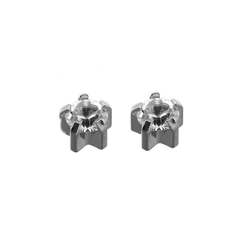 Stál skotlokkar með glærum steini 4mm