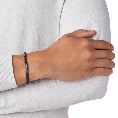 EMPORIO ARMANI Herraarmband með hraunperlum