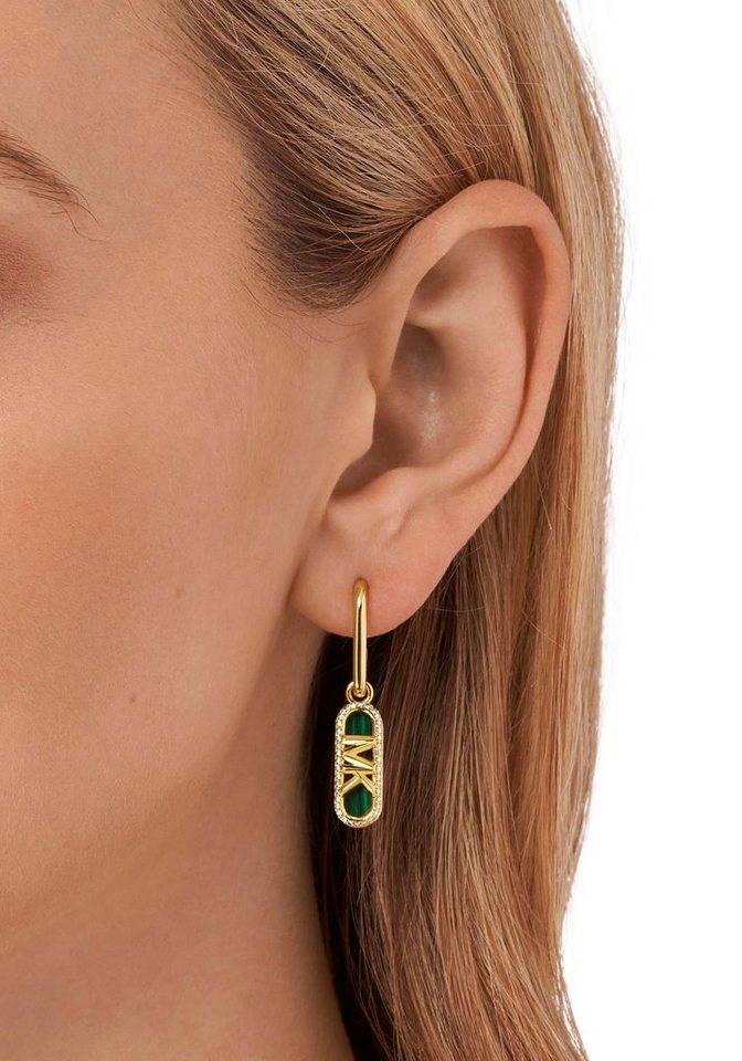 MICHAEL KORS gylltir eyrnalokkar með Malachite og zirkonia