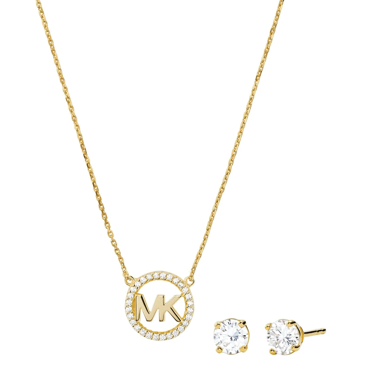 MICHAEL KORS Premium gjafasett, gyllt hálsmen og eyrnalokkar MKC1260