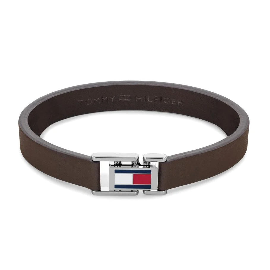 TOMMY HILFIGER brúnt leður herraarmband